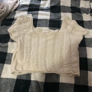 Freshman Cream Knit Scoop Neck Sweater